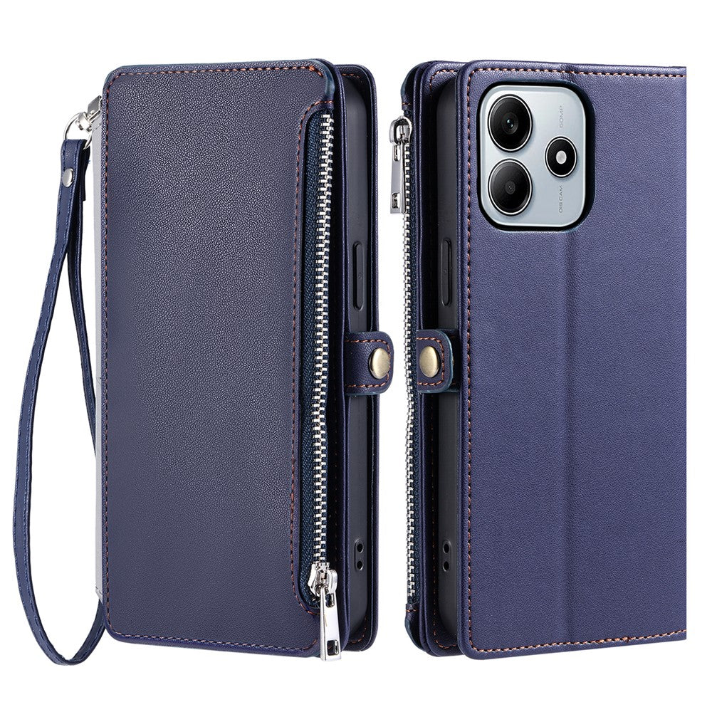 015 Style For Xiaomi Redmi Note 14 5G Case TPU+PU Leather Wallet Phone Cover with Straps