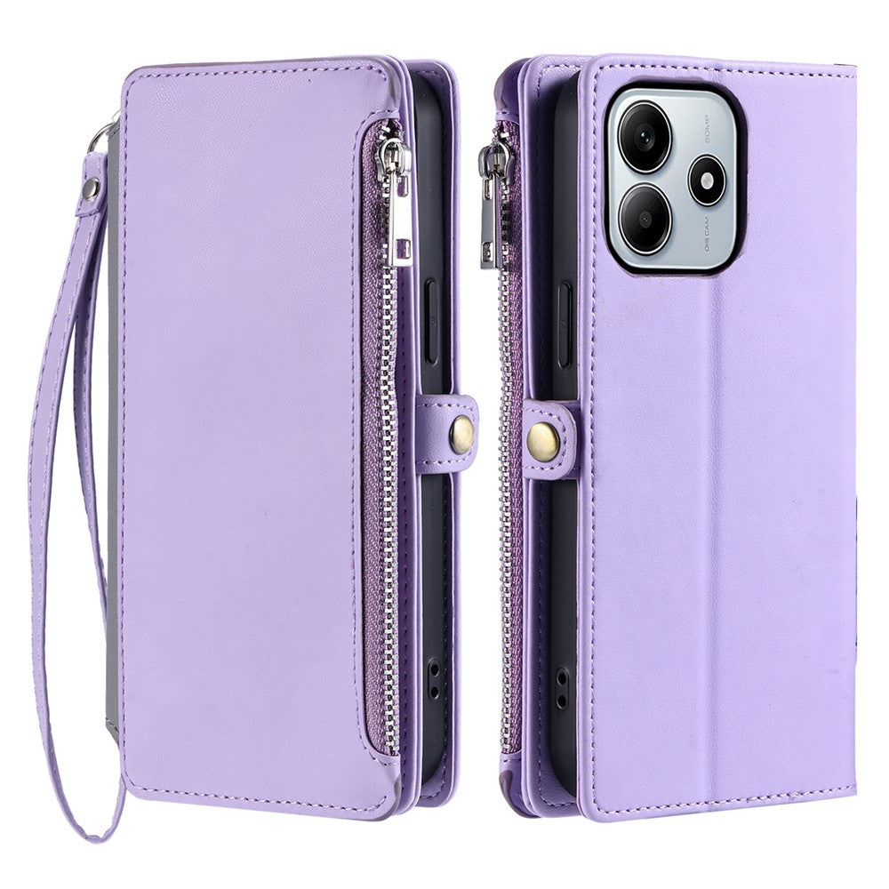 015 Style For Xiaomi Redmi Note 14 5G Case TPU+PU Leather Wallet Phone Cover with Straps