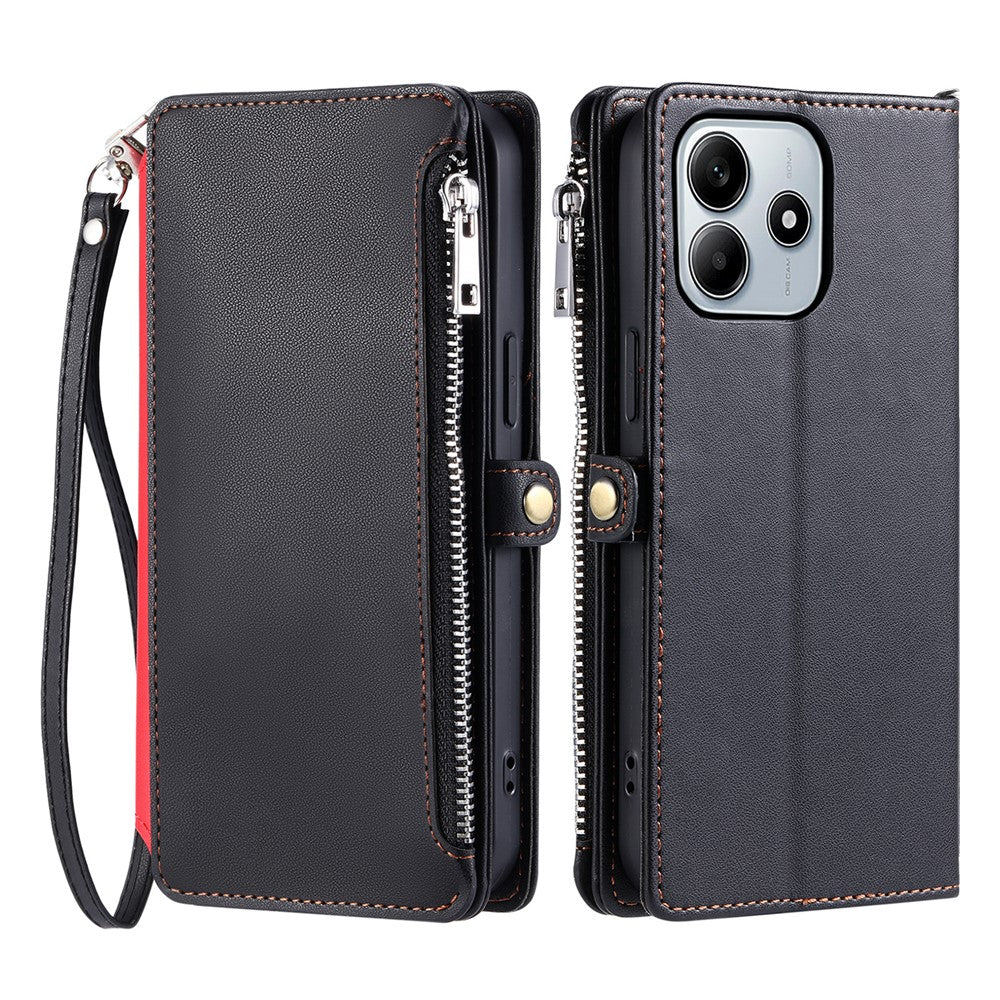 015 Style For Xiaomi Redmi Note 14 5G Case TPU+PU Leather Wallet Phone Cover with Straps