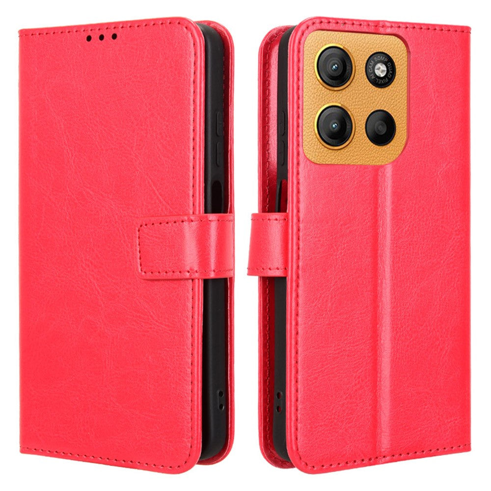Motorola Moto G17 Power 4G / G17 4G / G15 4G / G15 Power 4G-skal, Crazy Horse-textur, PU-läder, plånboksfodral