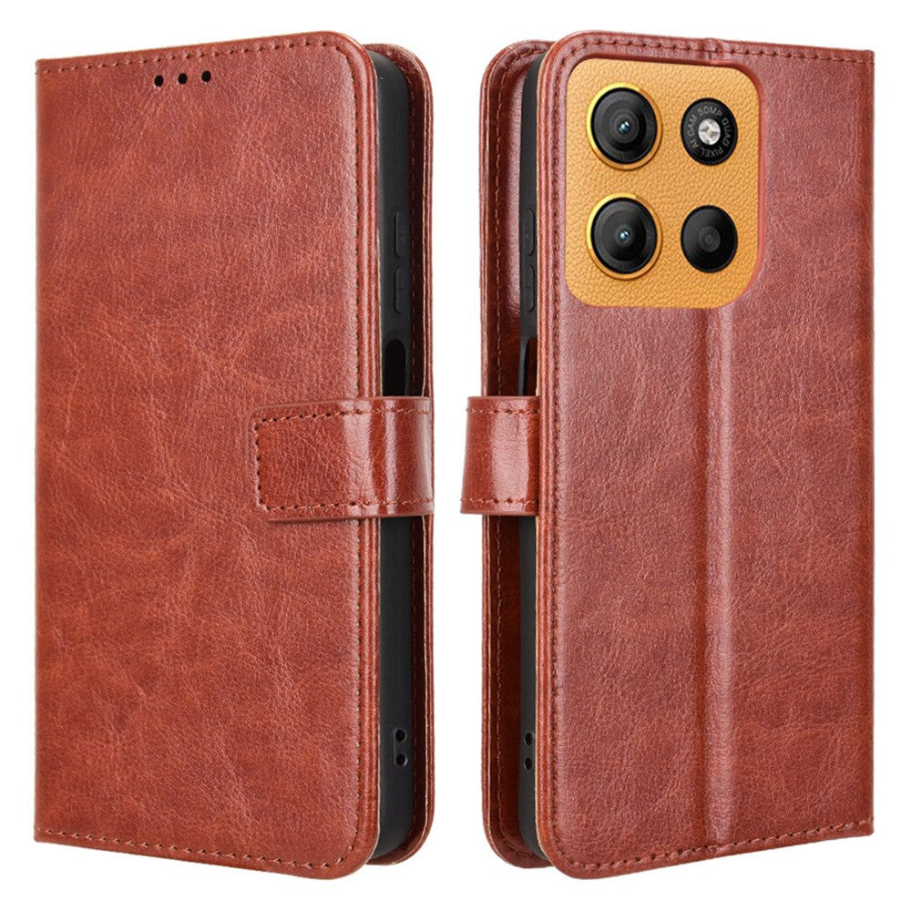 Motorola Moto G17 Power 4G / G17 4G / G15 4G / G15 Power 4G-skal, Crazy Horse-textur, PU-läder, plånboksfodral