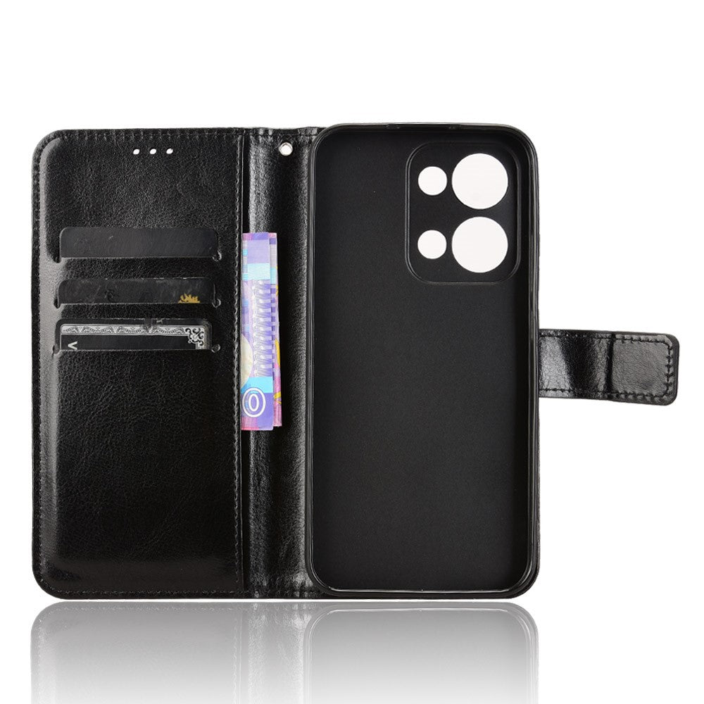 Oppo Reno13 5G (Global) Fodral Crazy Horse Texture PU Läder Plånboksfodral