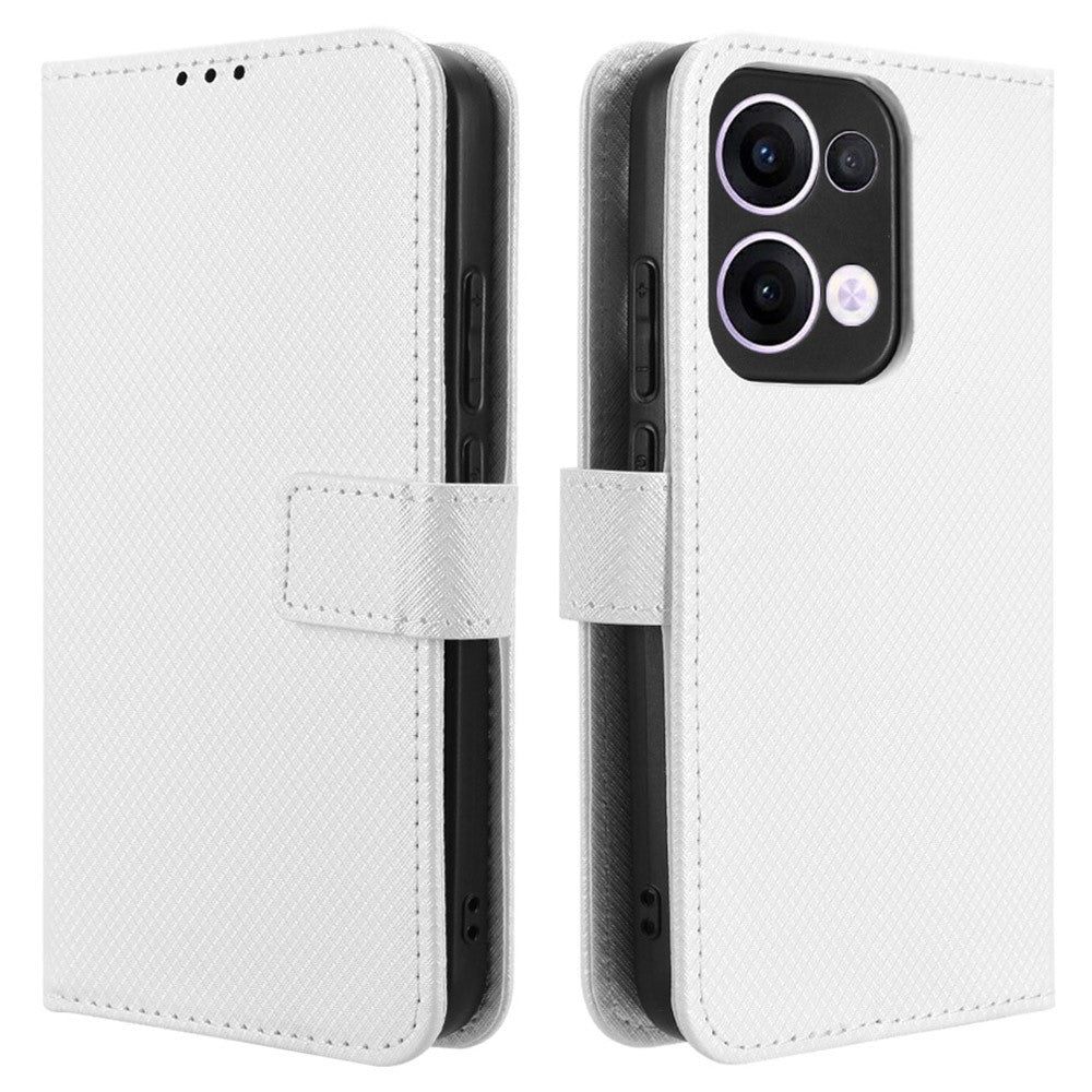 For Oppo Reno13 5G (Global) Case PU Leather Diamond Texture Wallet Phone Cover