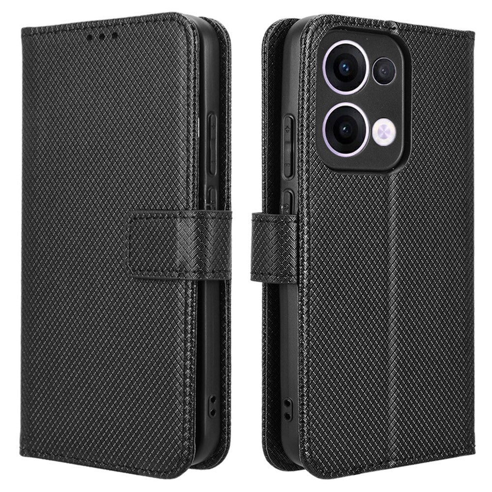 For Oppo Reno13 5G (Global) Case PU Leather Diamond Texture Wallet Phone Cover