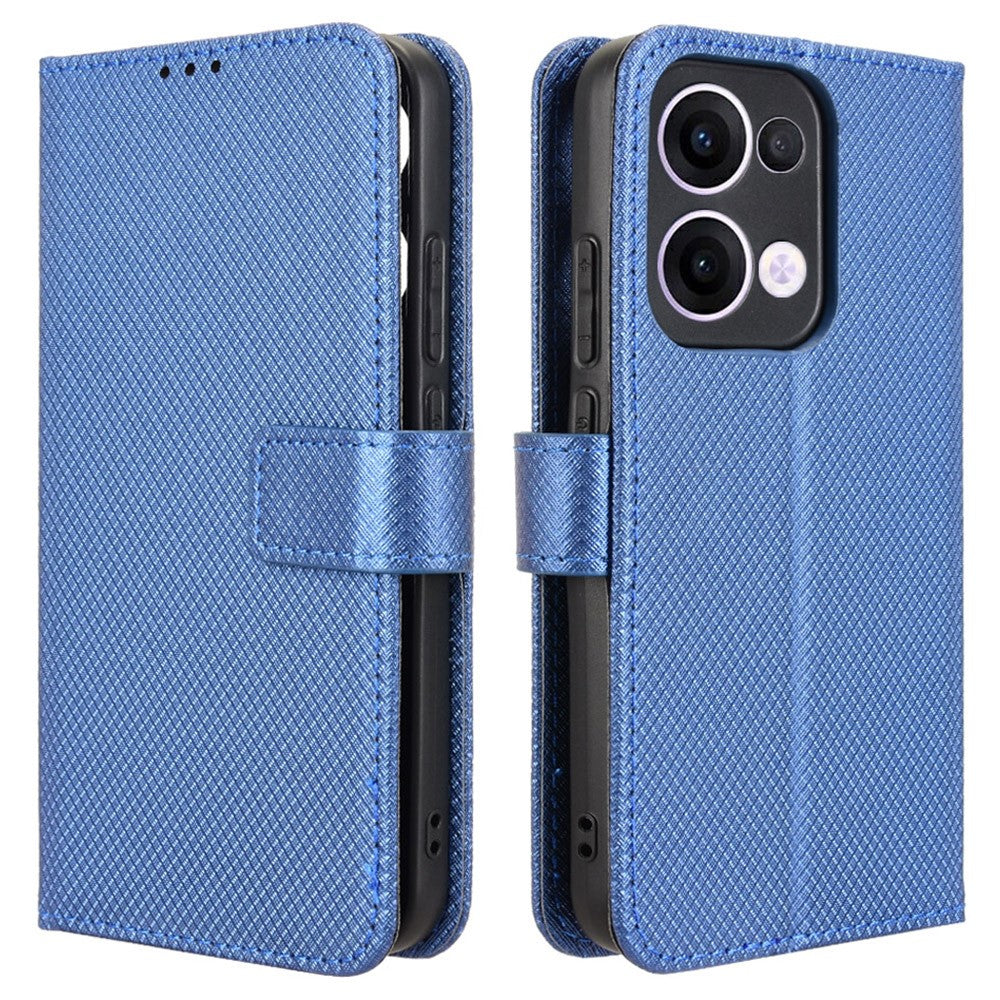 For Oppo Reno13 5G (Global) Case PU Leather Diamond Texture Wallet Phone Cover