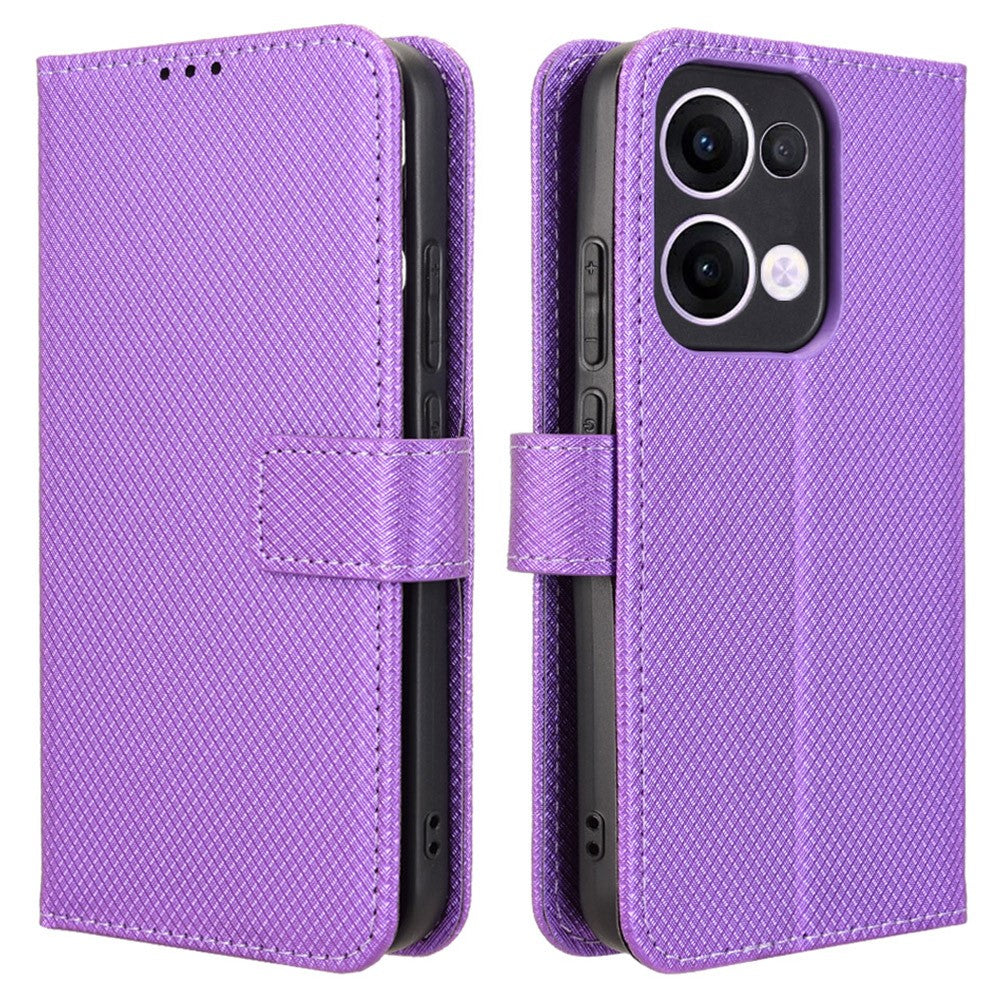 For Oppo Reno13 5G (Global) Case PU Leather Diamond Texture Wallet Phone Cover