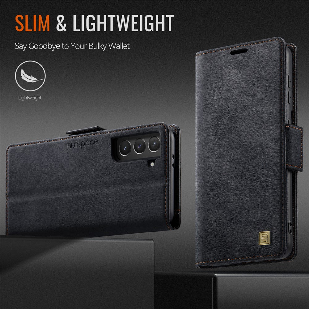 AUTSPACE For Samsung Galaxy S21 FE 5G Case  A11 RFID Blocking Retro Leather Cell Phone Wallet Cover