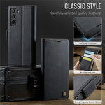 AUTSPACE For Samsung Galaxy S21 FE 5G Case  A11 RFID Blocking Retro Leather Cell Phone Wallet Cover