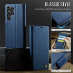 AUTSPACE For Samsung Galaxy S22 Ultra 5G Case  A11 RFID Blocking Retro Leather Cell Phone Wallet Cover