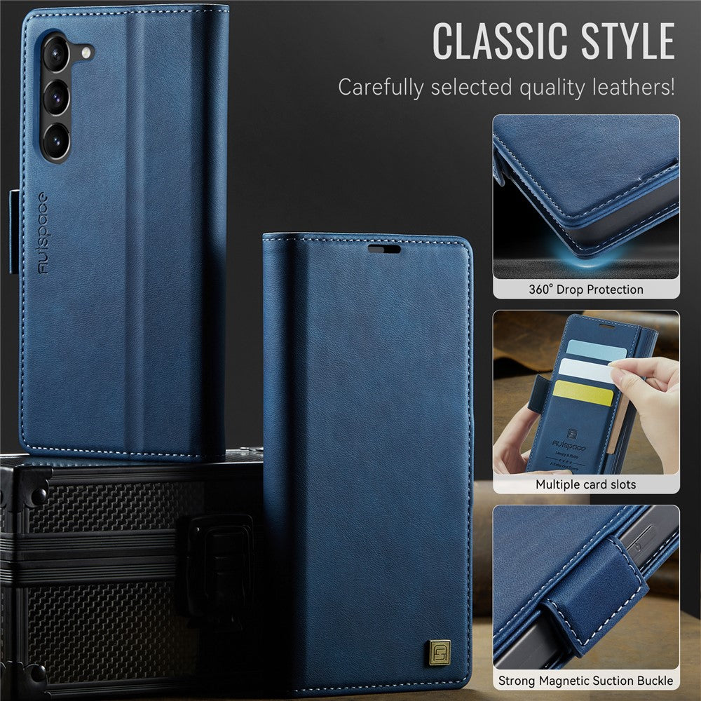 AUTSPACE til Samsung Galaxy S23 cover A11 RFID-blokerende retro læder pung cover til mobiltelefon