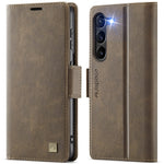 AUTSPACE For Samsung Galaxy S23+ Case A11 RFID Blocking Retro Leather Cell Phone Wallet Cover