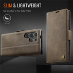 AUTSPACE For Samsung Galaxy S23 Ultra Case  A11 RFID Blocking Retro Leather Cell Phone Wallet Cover