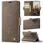 AUTSPACE For Samsung Galaxy S24 Ultra Case  A11 RFID Blocking Retro Leather Cell Phone Wallet Cover