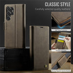 AUTSPACE For Samsung Galaxy S24 Ultra Case  A11 RFID Blocking Retro Leather Cell Phone Wallet Cover