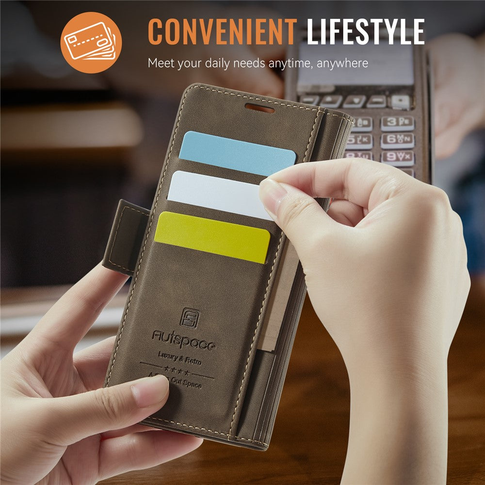 AUTSPACE For Samsung Galaxy S24 Ultra Case  A11 RFID Blocking Retro Leather Cell Phone Wallet Cover