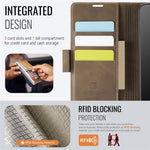 AUTSPACE För Samsung Galaxy A33 5G Skal A11 RFID-blockerande Retro Läder Mobilmobil Plånboksfodral
