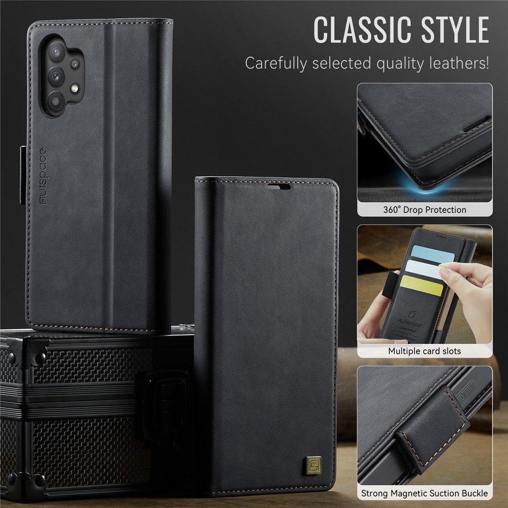 AUTSPACE til Samsung Galaxy A32 5G etui A11 RFID-blokerende retro læder mobiltelefon pungcover