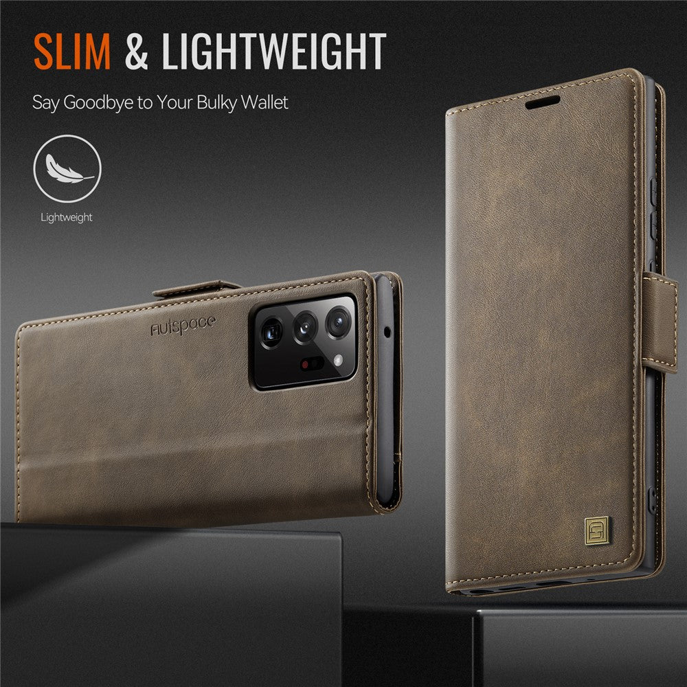 AUTSPACE For Samsung Galaxy Note20 Ultra Case  A11 RFID Blocking Retro Leather Cell Phone Wallet Cover