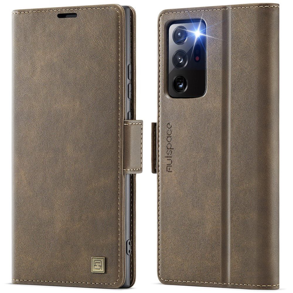 AUTSPACE For Samsung Galaxy Note20 Ultra Case  A11 RFID Blocking Retro Leather Cell Phone Wallet Cover
