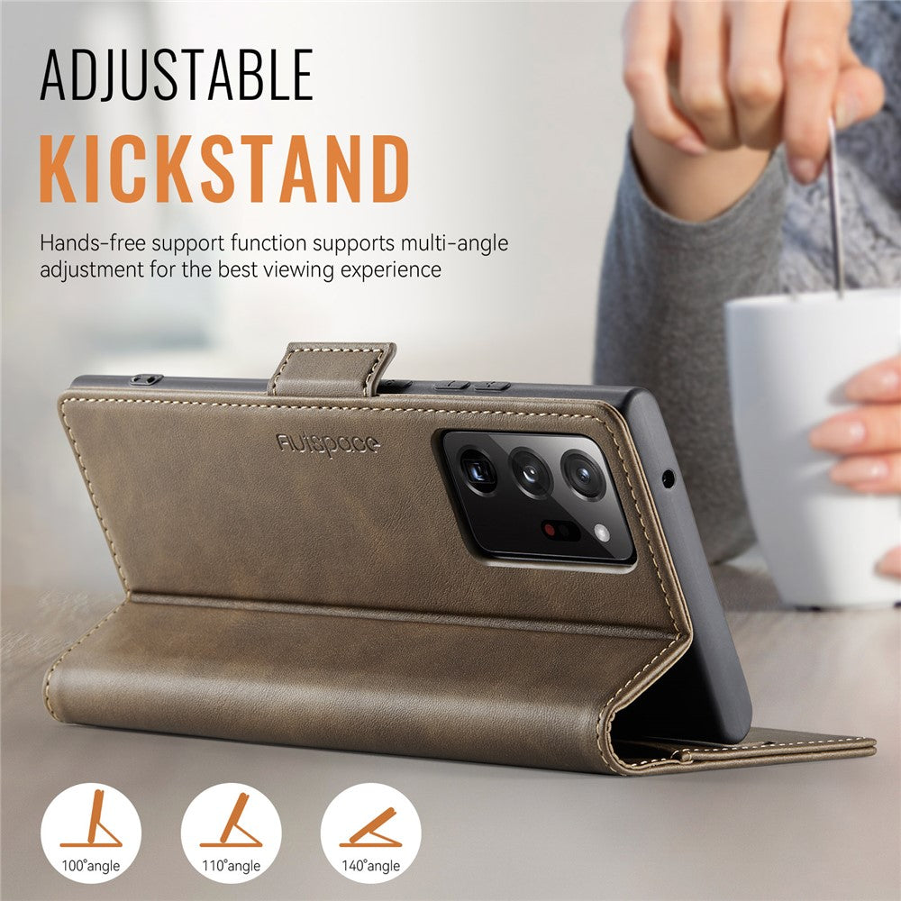 AUTSPACE For Samsung Galaxy Note20 Ultra Case  A11 RFID Blocking Retro Leather Cell Phone Wallet Cover