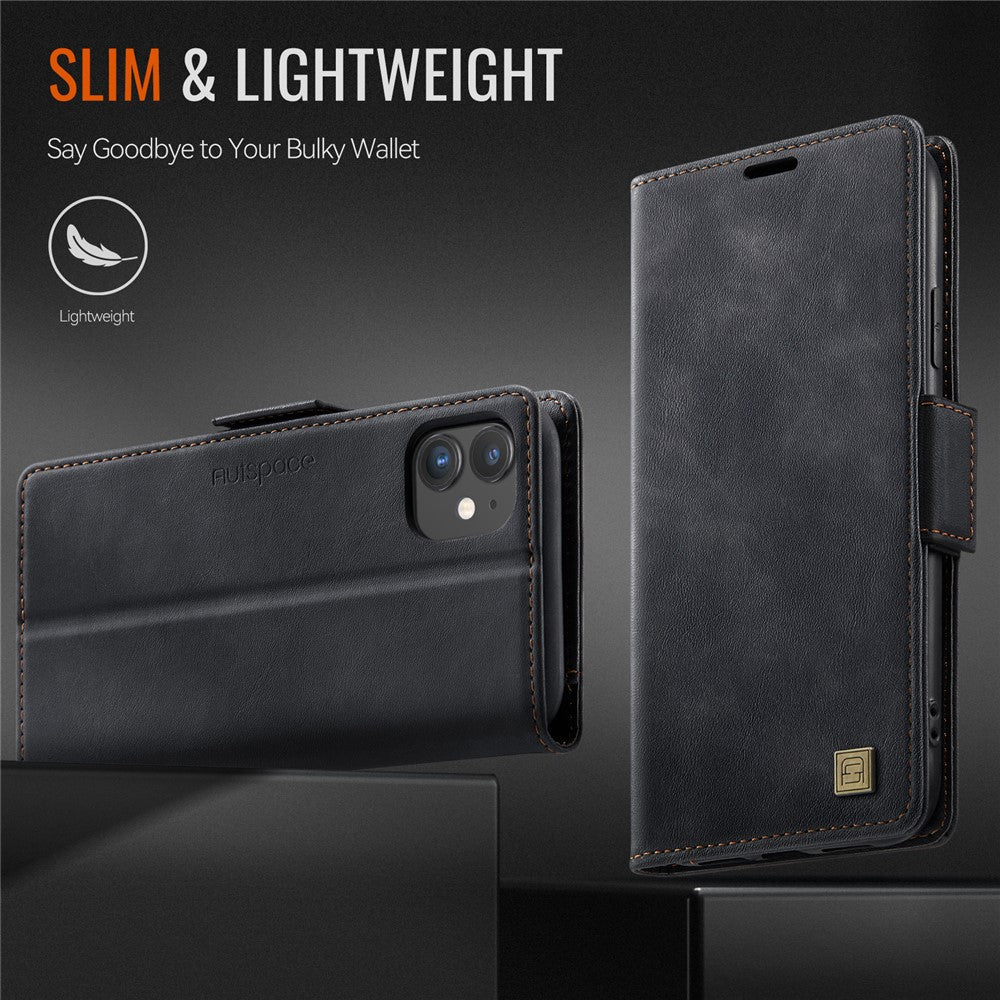 AUTSPACE Til iPhone 11 Cover A11 RFID-blokerende Retro Læder Mobiltelefon Pung Cover