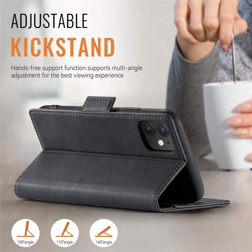 AUTSPACE Til iPhone 11 Cover A11 RFID-blokerende Retro Læder Mobiltelefon Pung Cover