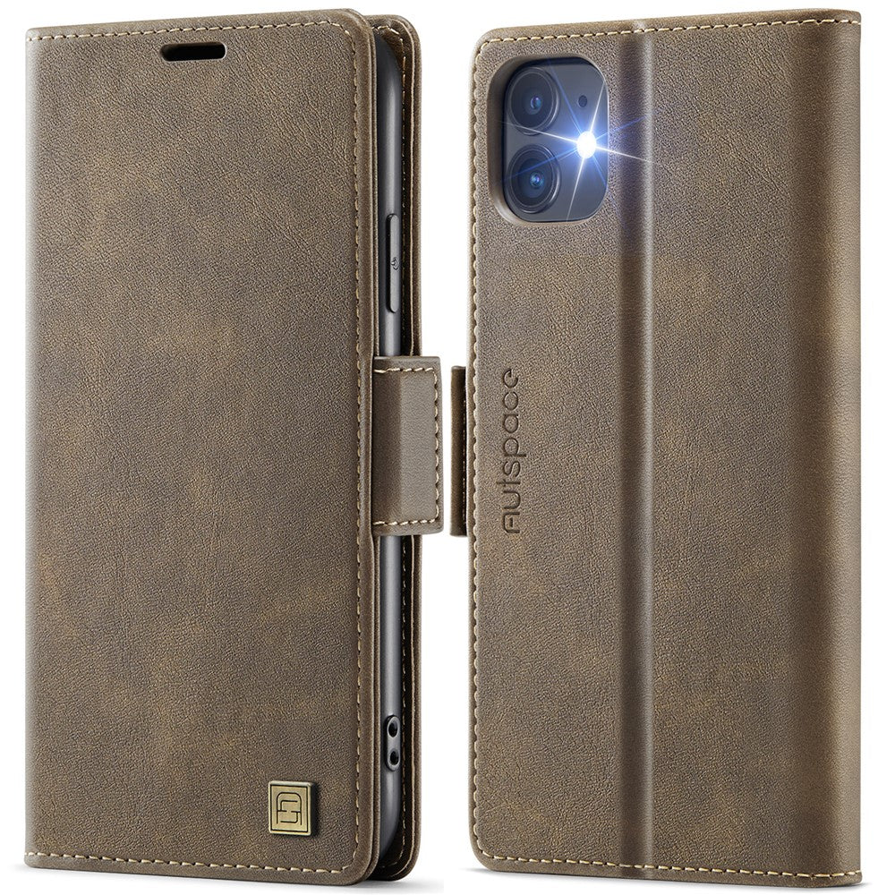 AUTSPACE Til iPhone 11 Cover A11 RFID-blokerende Retro Læder Mobiltelefon Pung Cover