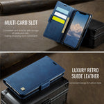 AUTSPACE Til iPhone 11 Pro Max cover A11 RFID-blokerende retro læder mobiltelefon pungcover