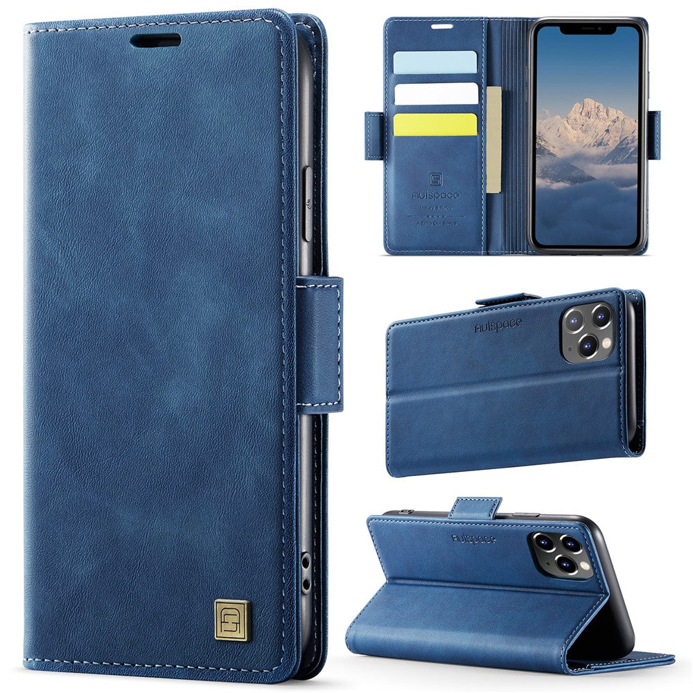 AUTSPACE Til iPhone 11 Pro Max cover A11 RFID-blokerende retro læder mobiltelefon pungcover