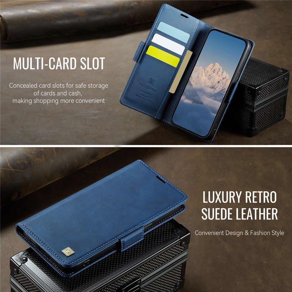 AUTSPACE For iPhone 12 Pro 6.1 inch / iPhone 12 6.1 inch Case  A11 RFID Blocking Retro Leather Cell Phone Wallet Cover