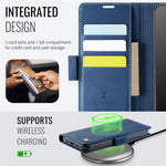AUTSPACE For iPhone 12 Pro 6.1 inch / iPhone 12 6.1 inch Case  A11 RFID Blocking Retro Leather Cell Phone Wallet Cover