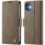 AUTSPACE For iPhone 12 Pro 6.1 inch / iPhone 12 6.1 inch Case  A11 RFID Blocking Retro Leather Cell Phone Wallet Cover