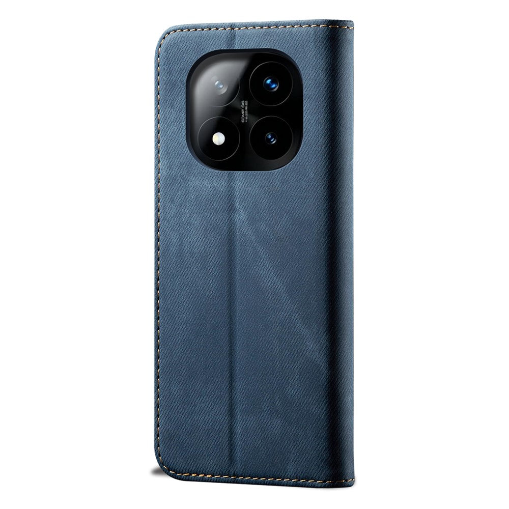 For Xiaomi Redmi Note 14 Pro+ 5G Case Jeans Cloth Texture Anti-Scratch Leather Stand Phone Cover