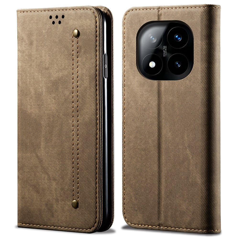 For Xiaomi Redmi Note 14 Pro+ 5G Case Jeans Cloth Texture Anti-Scratch Leather Stand Phone Cover