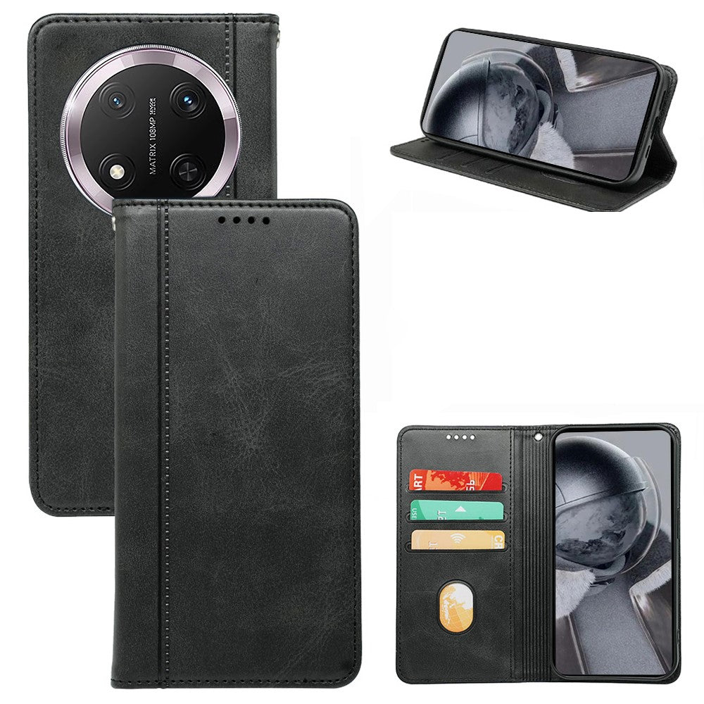 For Honor Magic7 Lite 5G / X9c 5G / X60 Pro 5G Case Hidden Magnetic Closure Calf Texture Leather Phone Cover