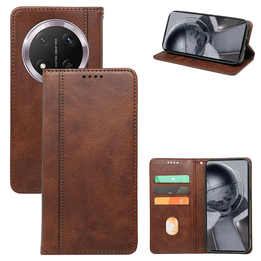 For Honor Magic7 Lite 5G / X9c 5G / X60 Pro 5G Case Hidden Magnetic Closure Calf Texture Leather Phone Cover