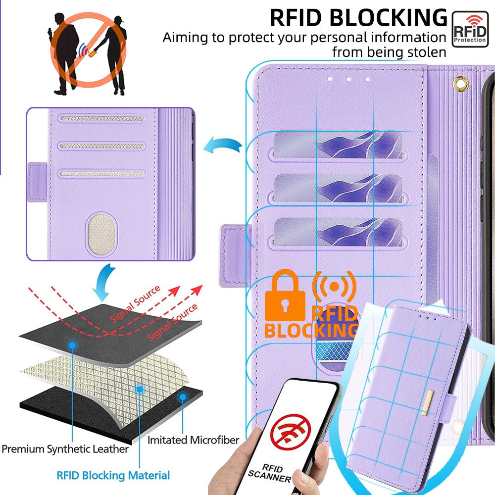 Xiaomi Poco F7 Pro 5G / Redmi K80 5G Läderplånboksfodral RFID-blockerande stativ med handrem