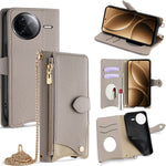 For Xiaomi Poco F7 Pro 5G / Redmi K80 5G Leather Case Wallet Stand Cover Irregular Tail Style with Chain Strap