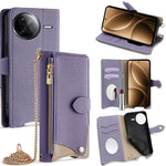 For Xiaomi Poco F7 Pro 5G / Redmi K80 5G Leather Case Wallet Stand Cover Irregular Tail Style with Chain Strap