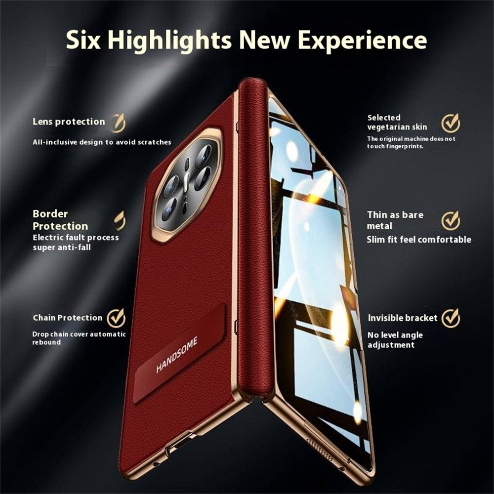 For Huawei Mate X6 Case PC + PU Phone Back Cover Built In Screen Protector