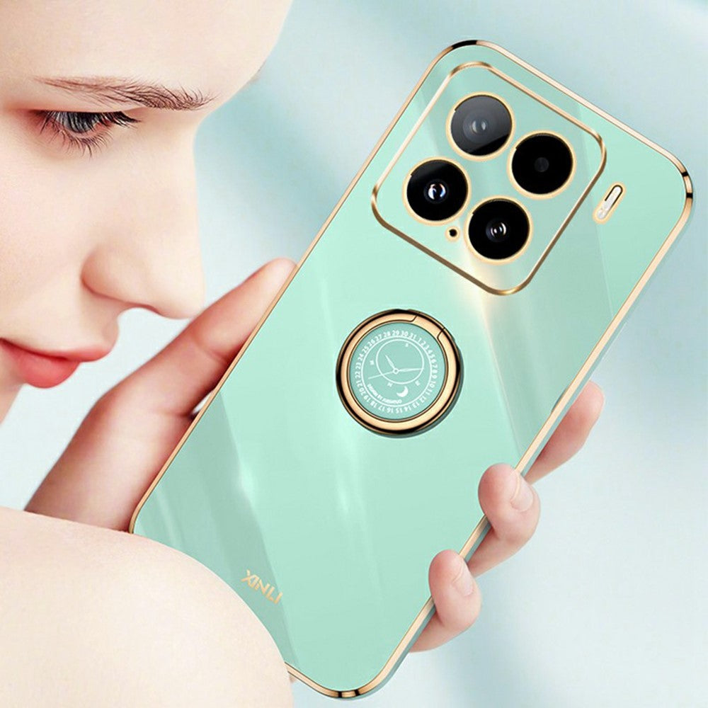 XINLI For Xiaomi 15 Case Ring Kickstand Electroplating TPU Phone Cover
