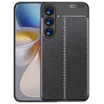 For Samsung Galaxy S25 Case Litchi Texture TPU Flexible Phone Cover, Black