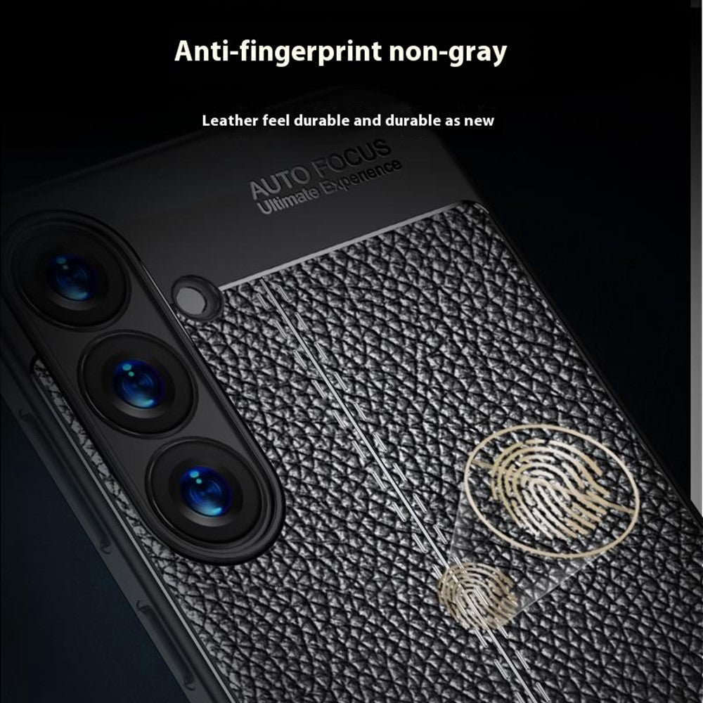 For Samsung Galaxy S25 Case Litchi Texture TPU Flexible Phone Cover, Black