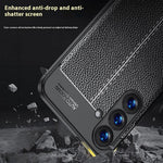 For Samsung Galaxy S25 Case Litchi Texture TPU Flexible Phone Cover, Black