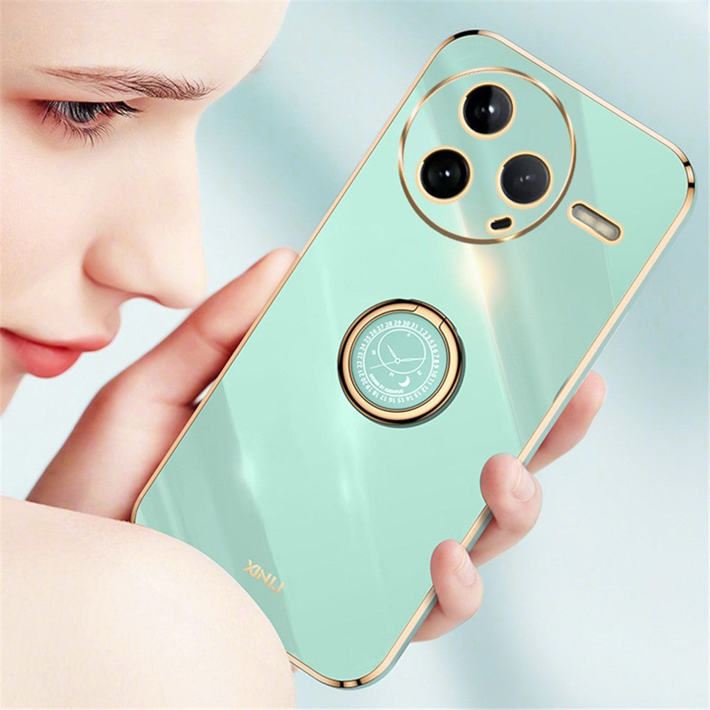 XINLI For Xiaomi Poco F7 Pro 5G / Redmi K80 5G Case Ring Kickstand Electroplating TPU Phone Cover