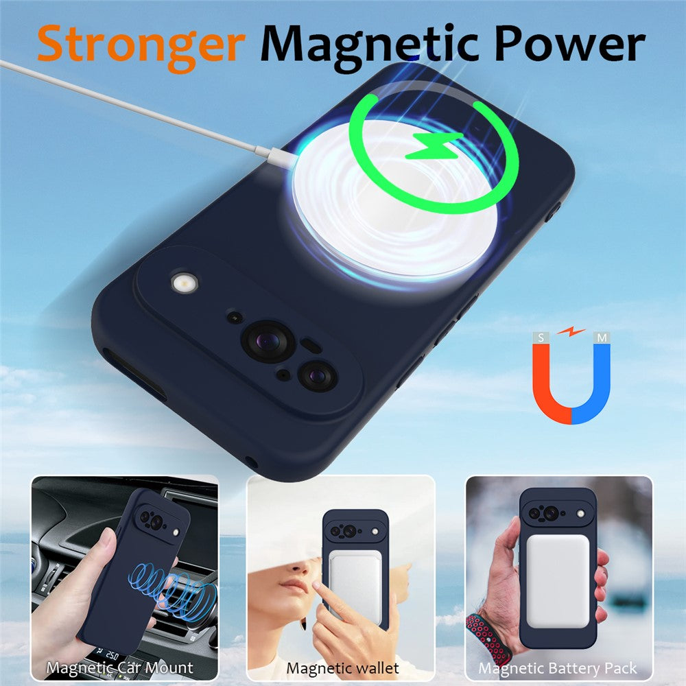 Til Google Pixel 9 Magnetisk Cover i Flydende Silikone med Snor