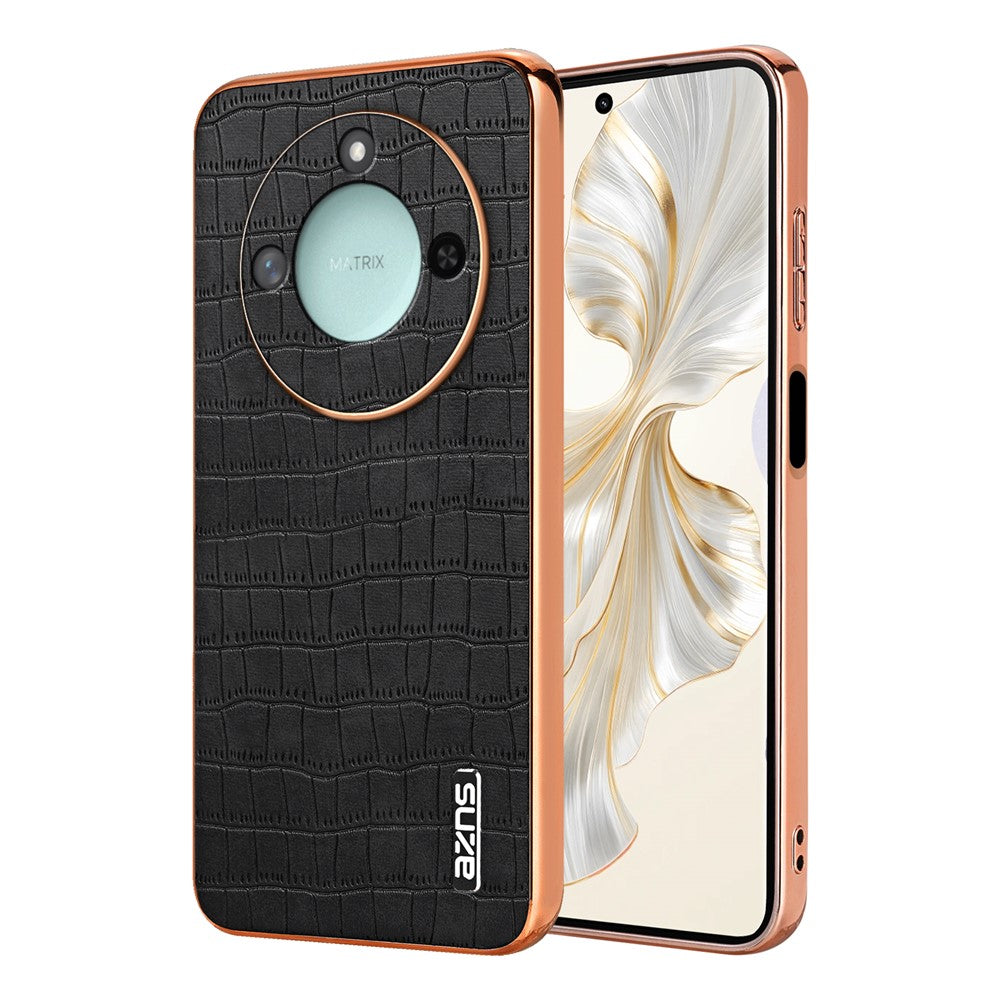 AZNS For Honor X60 5G Case Electroplating Crocodile Texture PU + TPU Phone Cover