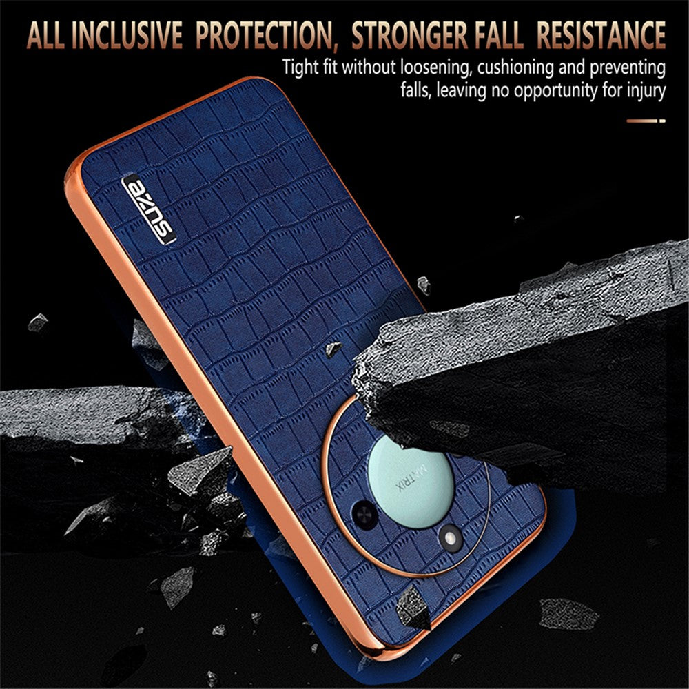 AZNS For Honor X60 5G Case Electroplating Crocodile Texture PU + TPU Phone Cover