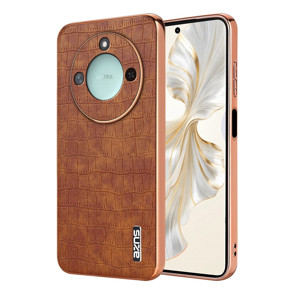 AZNS For Honor X60 5G Case Electroplating Crocodile Texture PU + TPU Phone Cover
