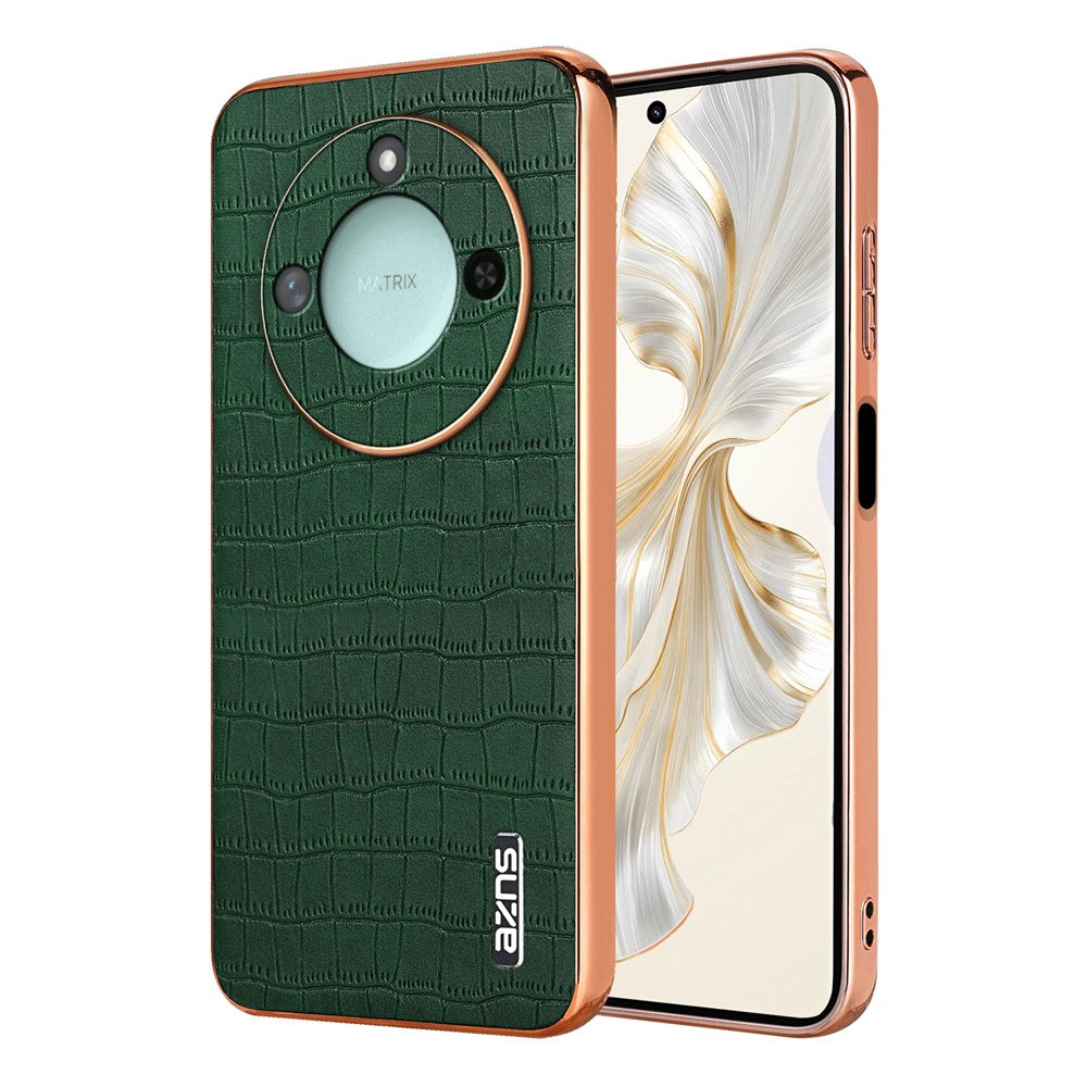 AZNS For Honor X60 5G Case Electroplating Crocodile Texture PU + TPU Phone Cover